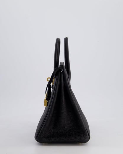 *SUPER RARE* Hermès Birkin 25 Retourne Bag in Noir Togo Leather with Brushed Gold Hardware