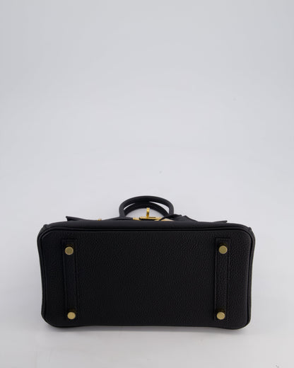 *SUPER RARE* Hermès Birkin 25 Retourne Bag in Noir Togo Leather with Brushed Gold Hardware