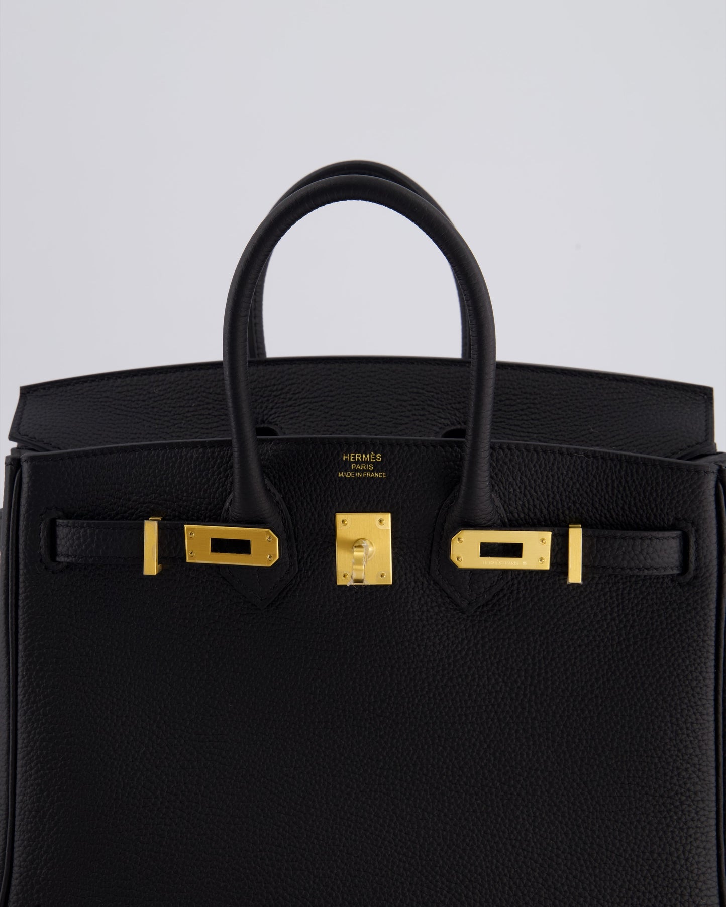 *SUPER RARE* Hermès Birkin 25 Retourne Bag in Noir Togo Leather with Brushed Gold Hardware