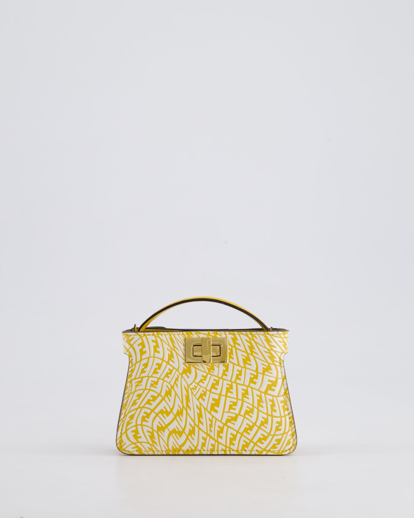 Fendi x Sarah Coleman Yellow Nano Peekaboo Bag with Gold Chain Strap