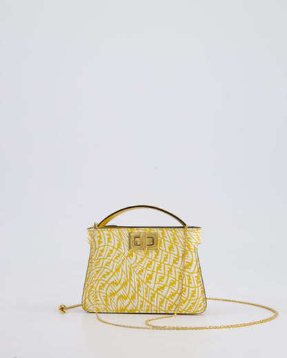 Fendi x Sarah Coleman Yellow Nano Peekaboo Bag with Gold Chain Strap