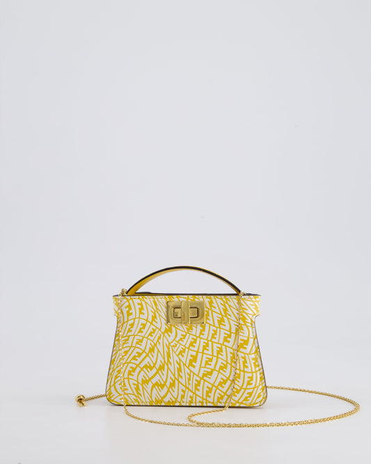 Fendi x Sarah Coleman Yellow Nano Peekaboo Bag with Gold Chain Strap