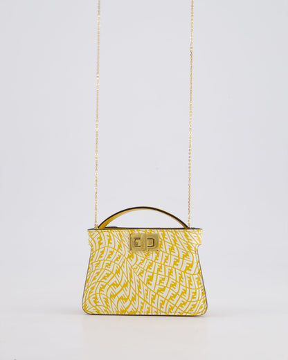 Fendi x Sarah Coleman Yellow Nano Peekaboo Bag with Gold Chain Strap