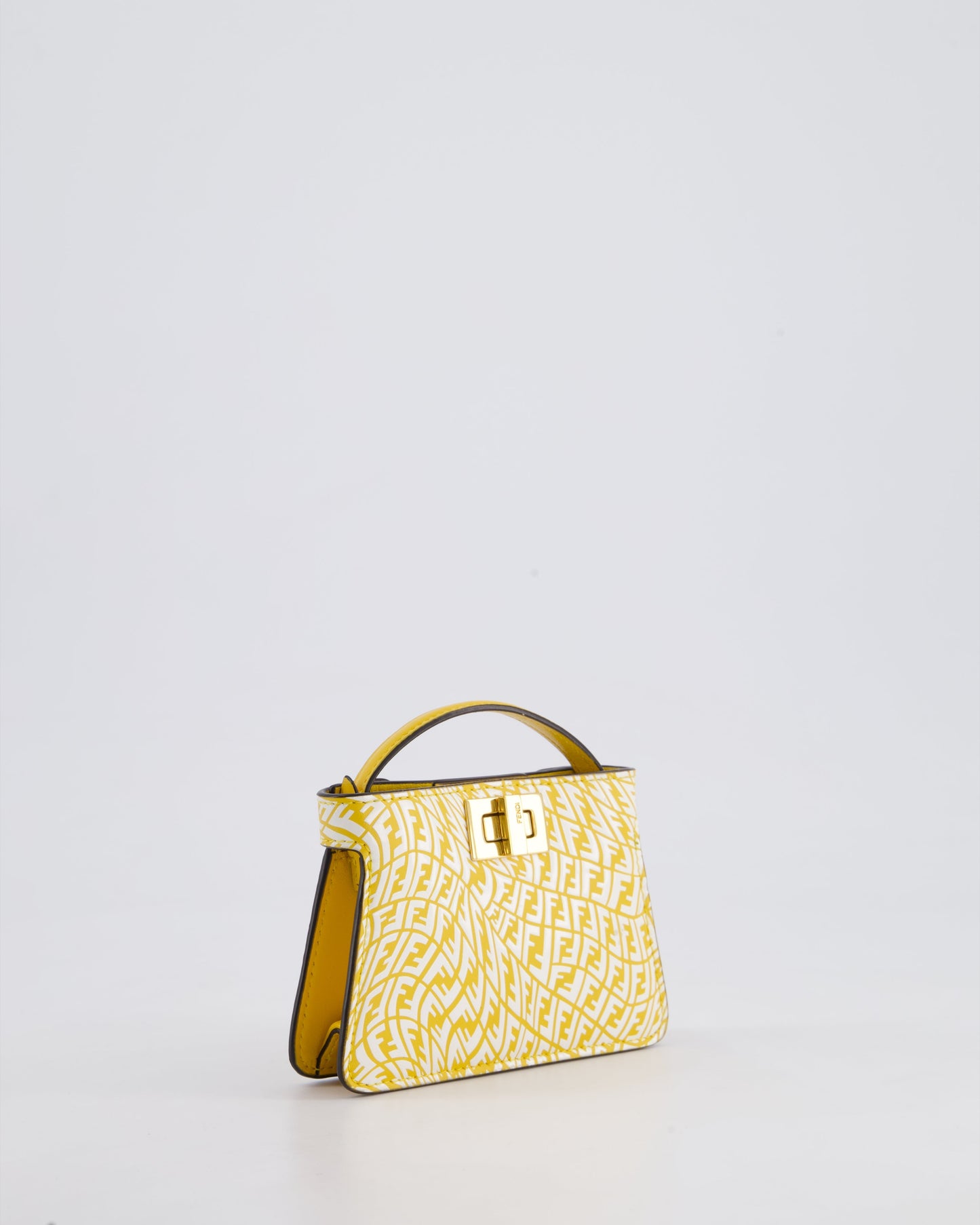 Fendi x Sarah Coleman Yellow Nano Peekaboo Bag with Gold Chain Strap