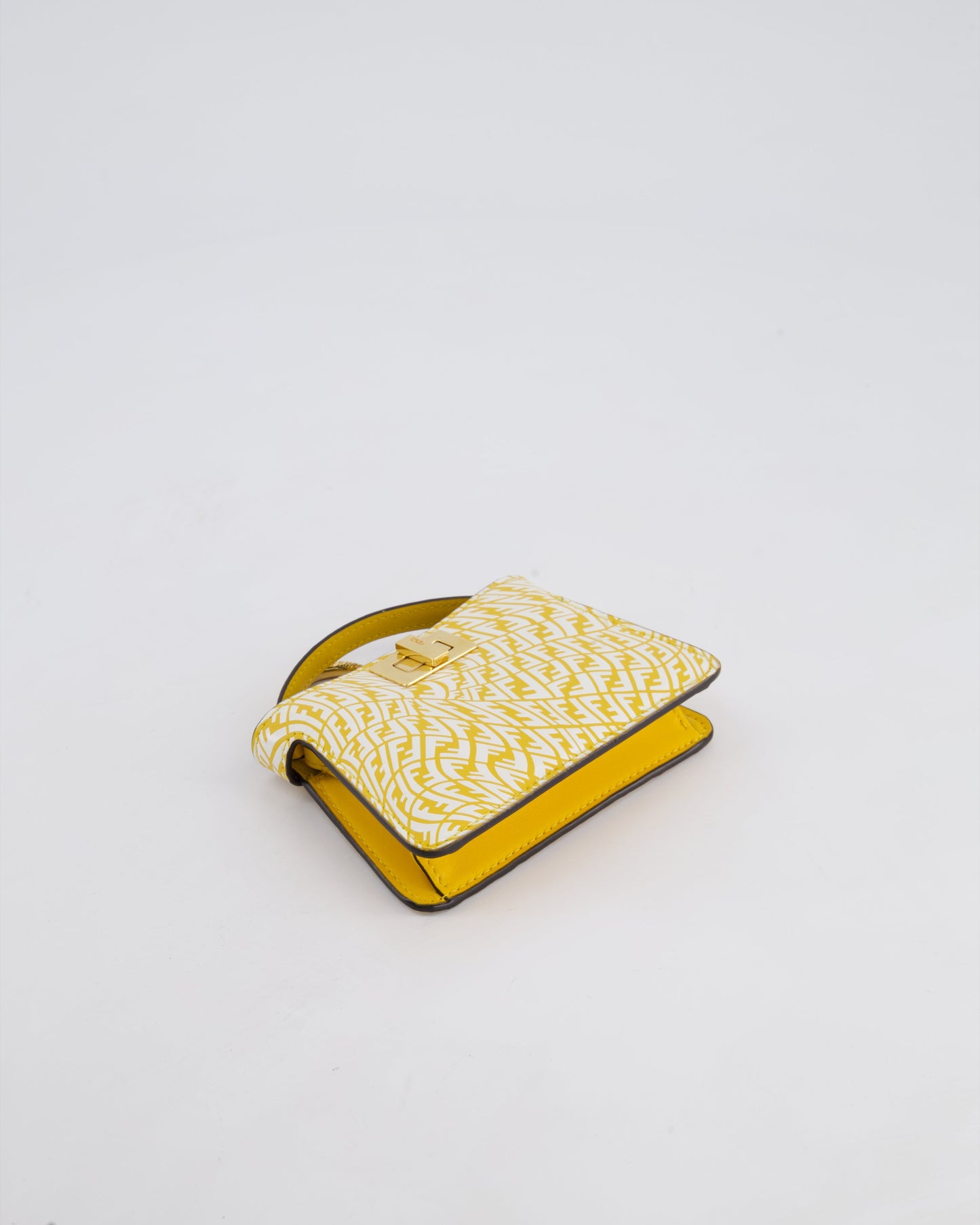 Fendi x Sarah Coleman Yellow Nano Peekaboo Bag with Gold Chain Strap