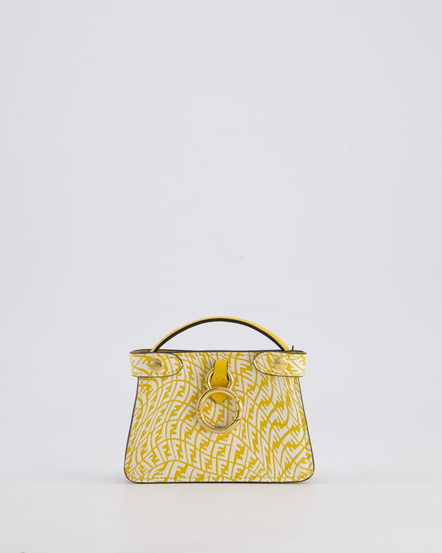 Fendi x Sarah Coleman Yellow Nano Peekaboo Bag with Gold Chain Strap