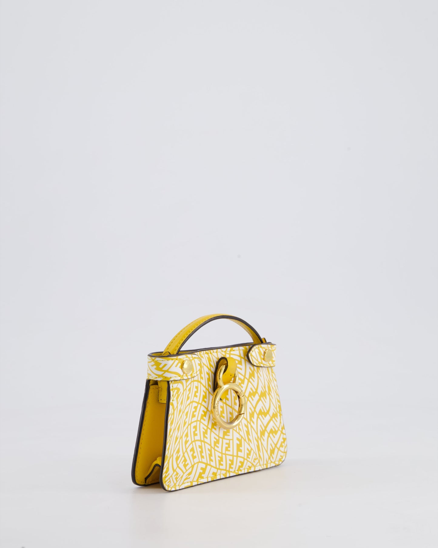 Fendi x Sarah Coleman Yellow Nano Peekaboo Bag with Gold Chain Strap