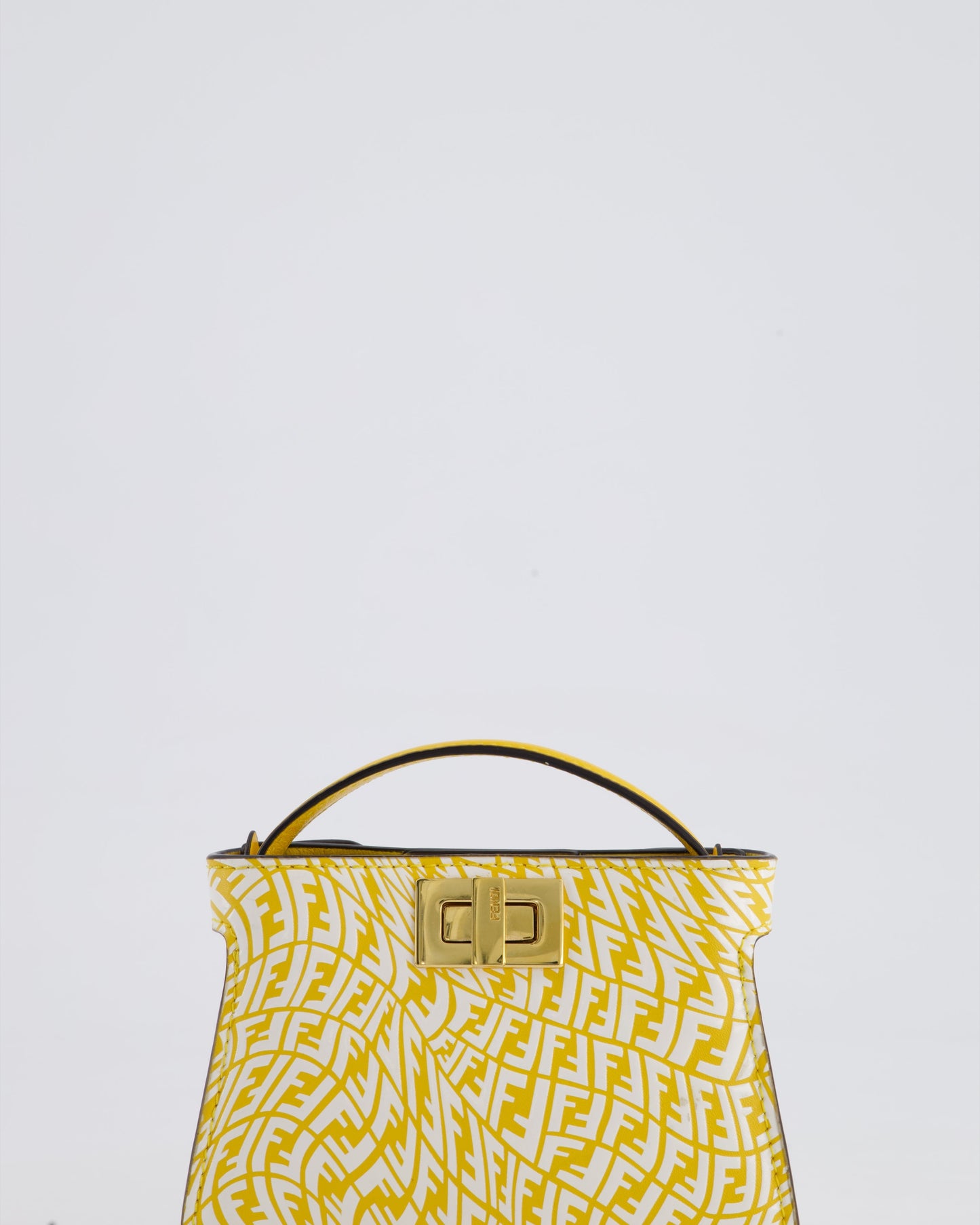 Fendi x Sarah Coleman Yellow Nano Peekaboo Bag with Gold Chain Strap