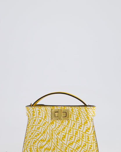 Fendi x Sarah Coleman Yellow Nano Peekaboo Bag with Gold Chain Strap