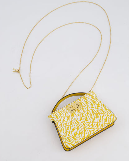 Fendi x Sarah Coleman Yellow Nano Peekaboo Bag with Gold Chain Strap