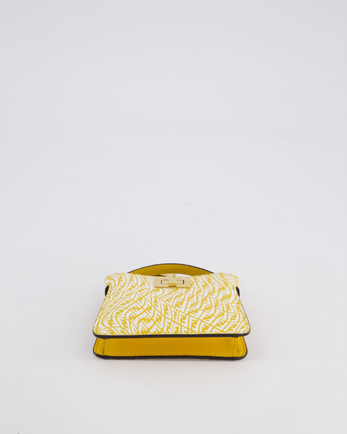 Fendi x Sarah Coleman Yellow Nano Peekaboo Bag with Gold Chain Strap