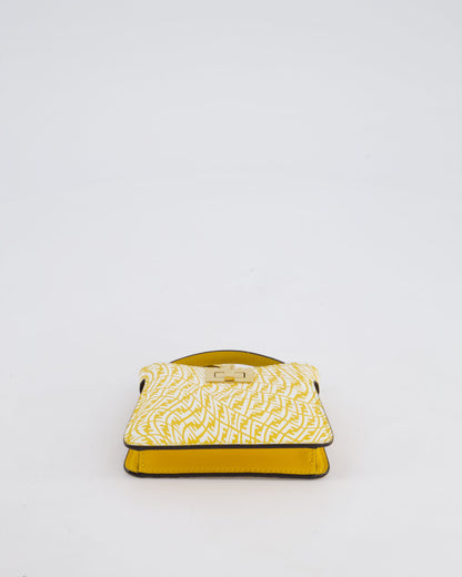 Fendi x Sarah Coleman Yellow Nano Peekaboo Bag with Gold Chain Strap