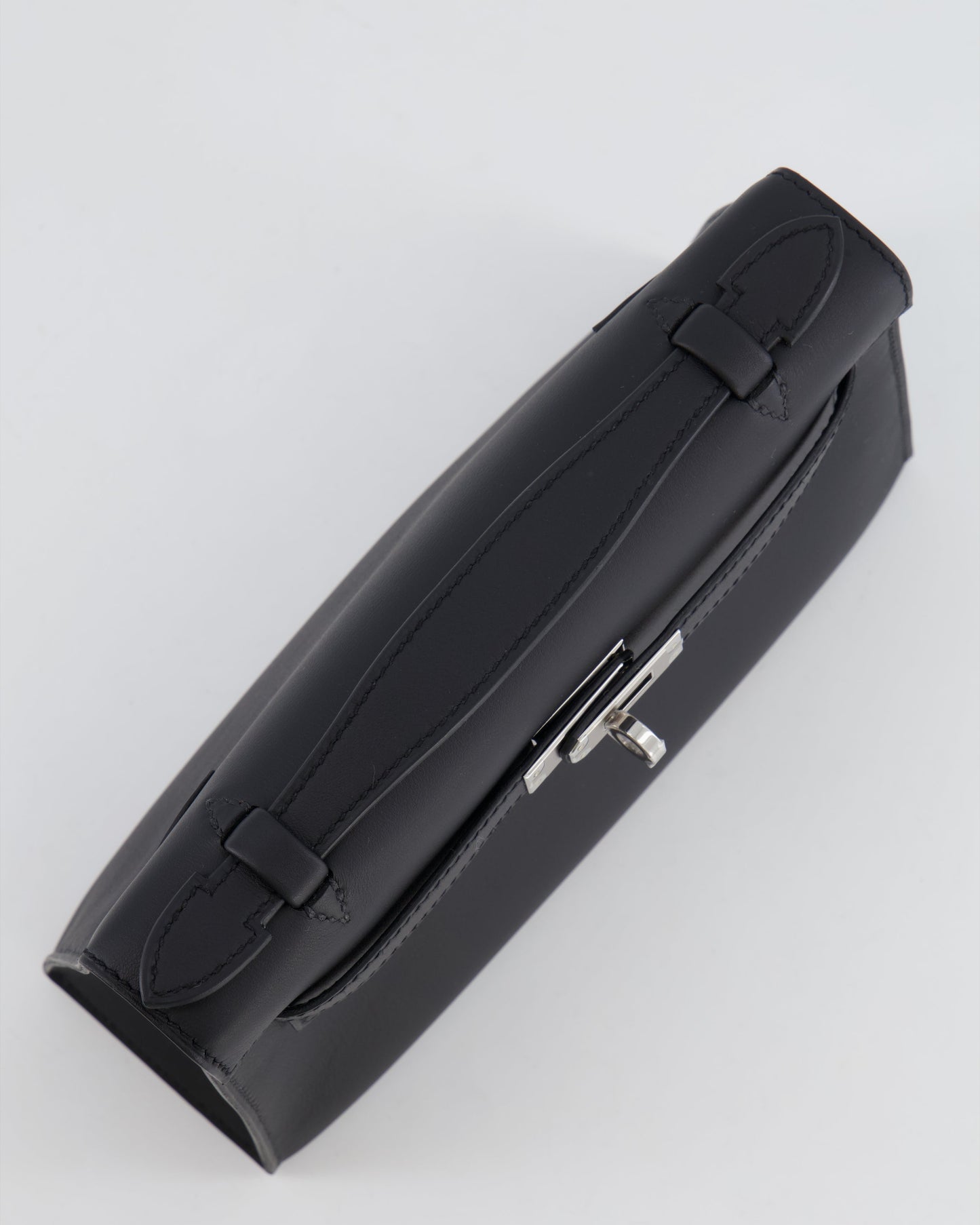 *RARE* Hermès Mini Kelly Pochette Bag in Black Swift Leather with Palladium Hardware