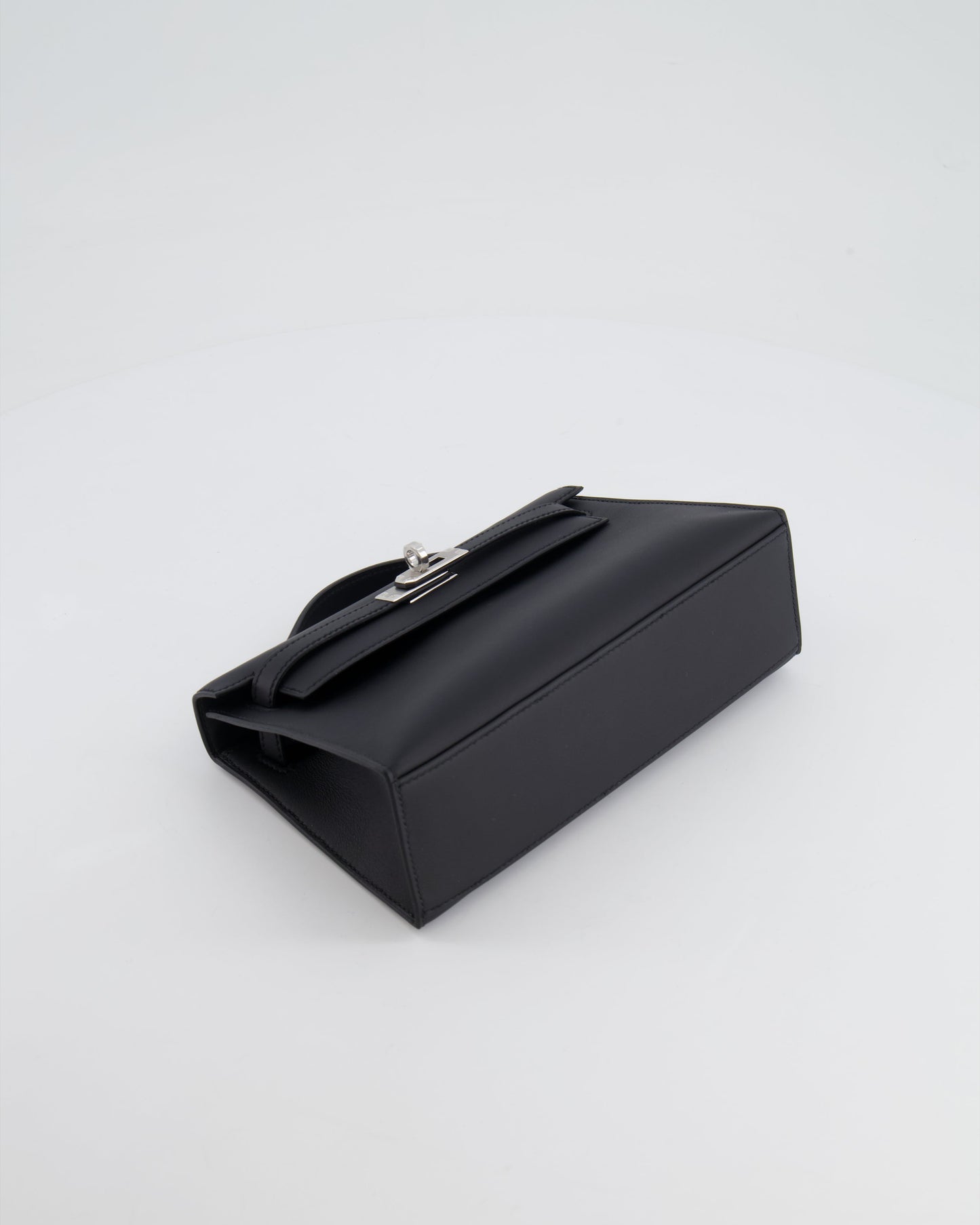 *RARE* Hermès Mini Kelly Pochette Bag in Black Swift Leather with Palladium Hardware