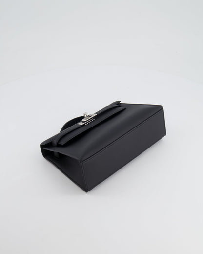 *RARE* Hermès Mini Kelly Pochette Bag in Black Swift Leather with Palladium Hardware
