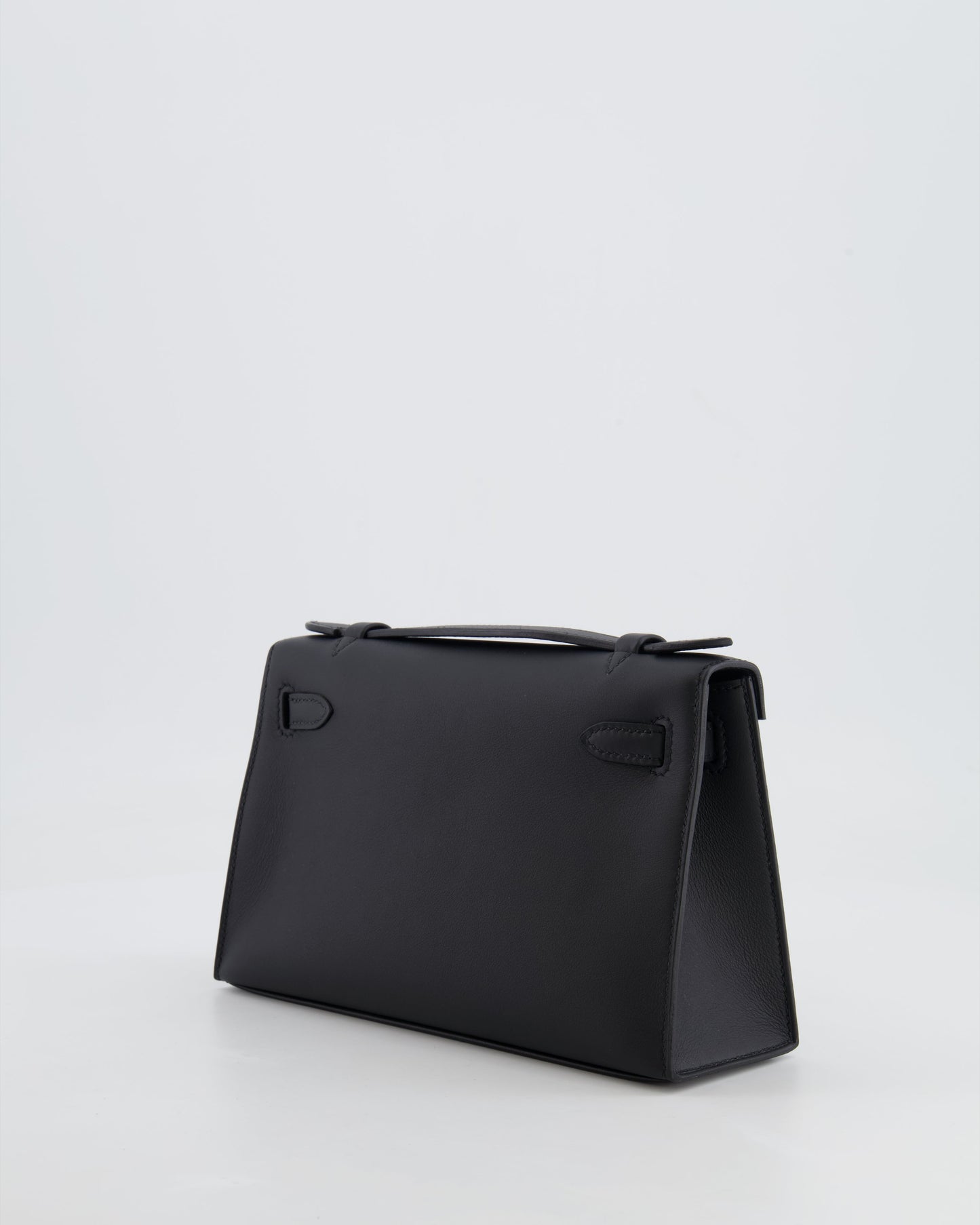 *RARE* Hermès Mini Kelly Pochette Bag in Black Swift Leather with Palladium Hardware