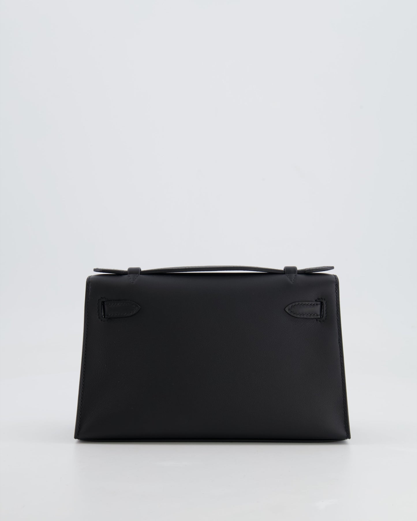*RARE* Hermès Mini Kelly Pochette Bag in Black Swift Leather with Palladium Hardware
