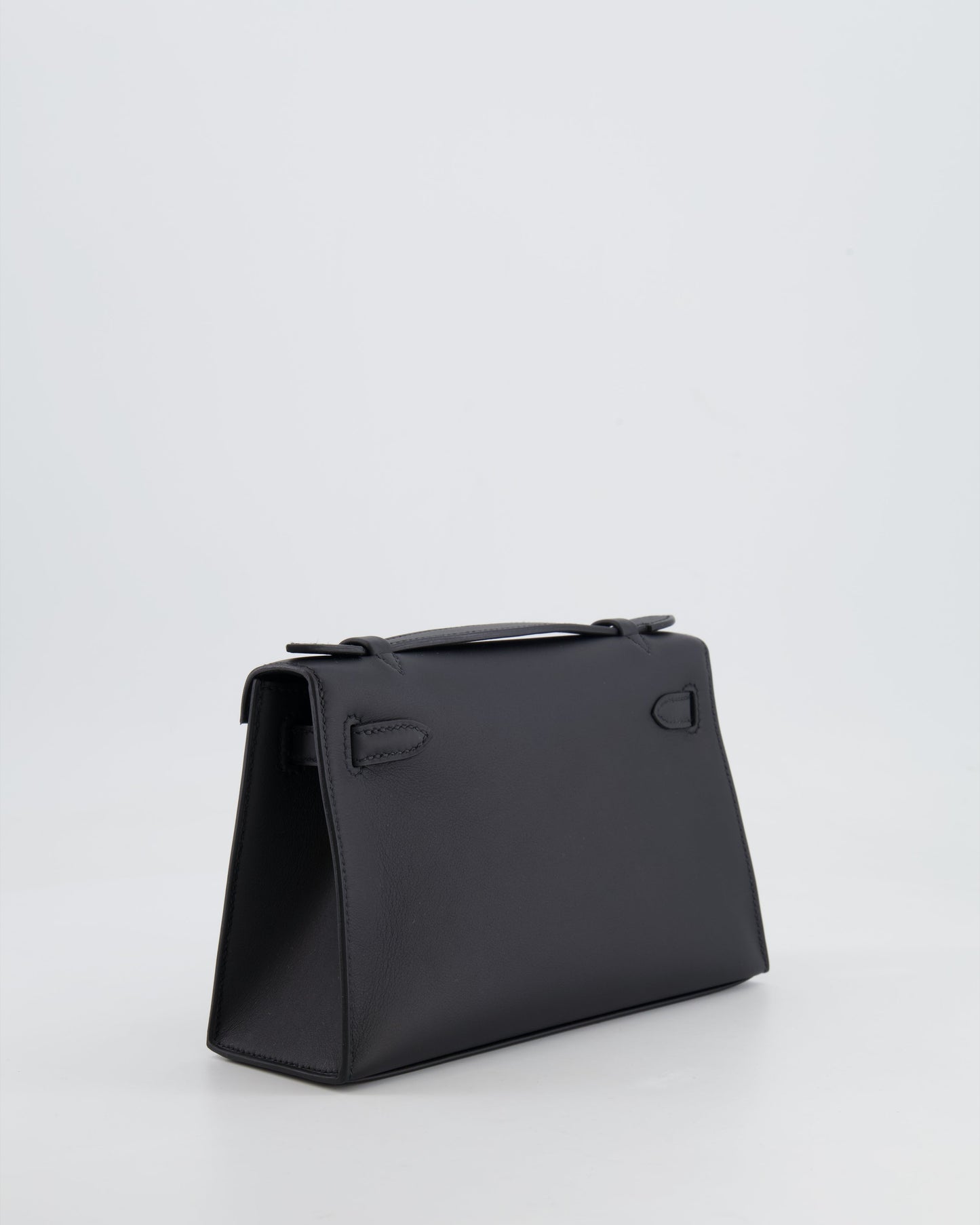 *RARE* Hermès Mini Kelly Pochette Bag in Black Swift Leather with Palladium Hardware