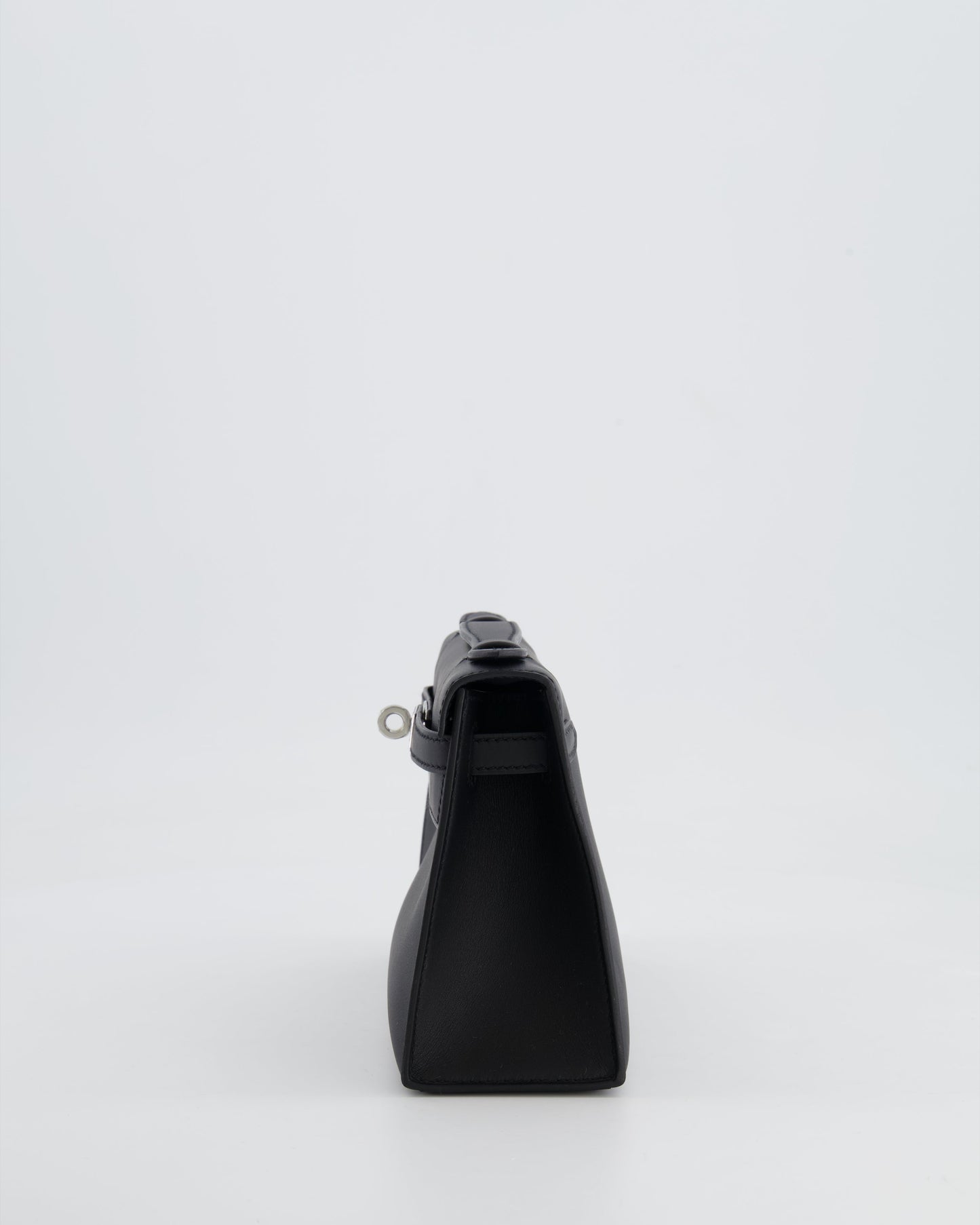 *RARE* Hermès Mini Kelly Pochette Bag in Black Swift Leather with Palladium Hardware