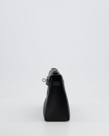 *RARE* Hermès Mini Kelly Pochette Bag in Black Swift Leather with Palladium Hardware
