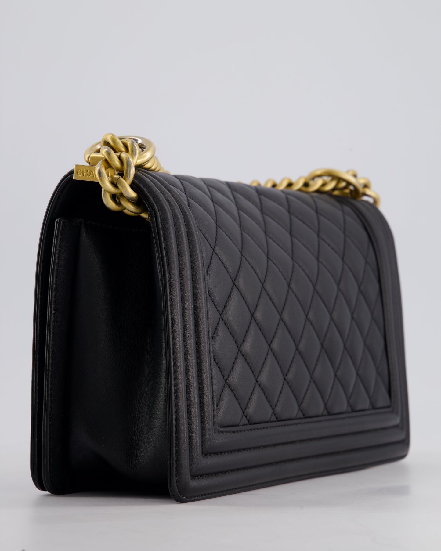 *FIRE PRICE* Chanel Black Medium Boy Bag in Lambskin Leather with Brushed Gold Hardware
