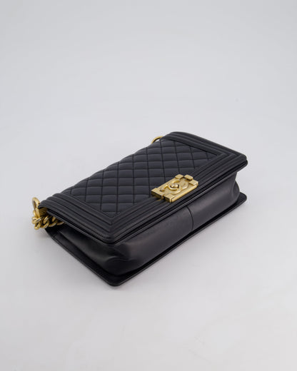 *FIRE PRICE* Chanel Black Medium Boy Bag in Lambskin Leather with Brushed Gold Hardware