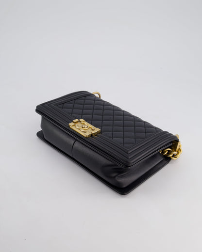 *FIRE PRICE* Chanel Black Medium Boy Bag in Lambskin Leather with Brushed Gold Hardware