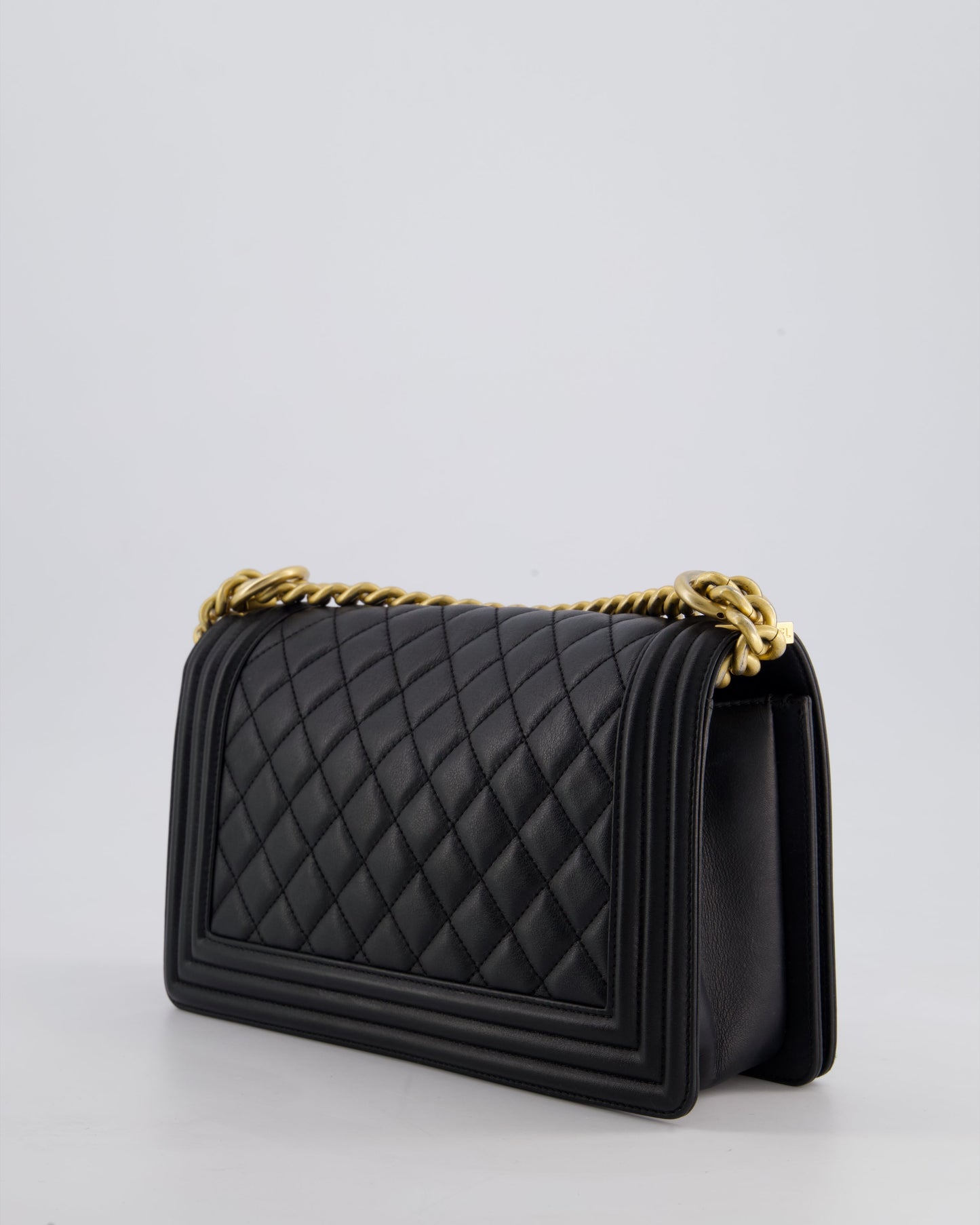 *FIRE PRICE* Chanel Black Medium Boy Bag in Lambskin Leather with Brushed Gold Hardware