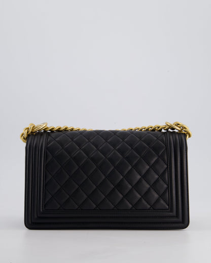 *FIRE PRICE* Chanel Black Medium Boy Bag in Lambskin Leather with Brushed Gold Hardware