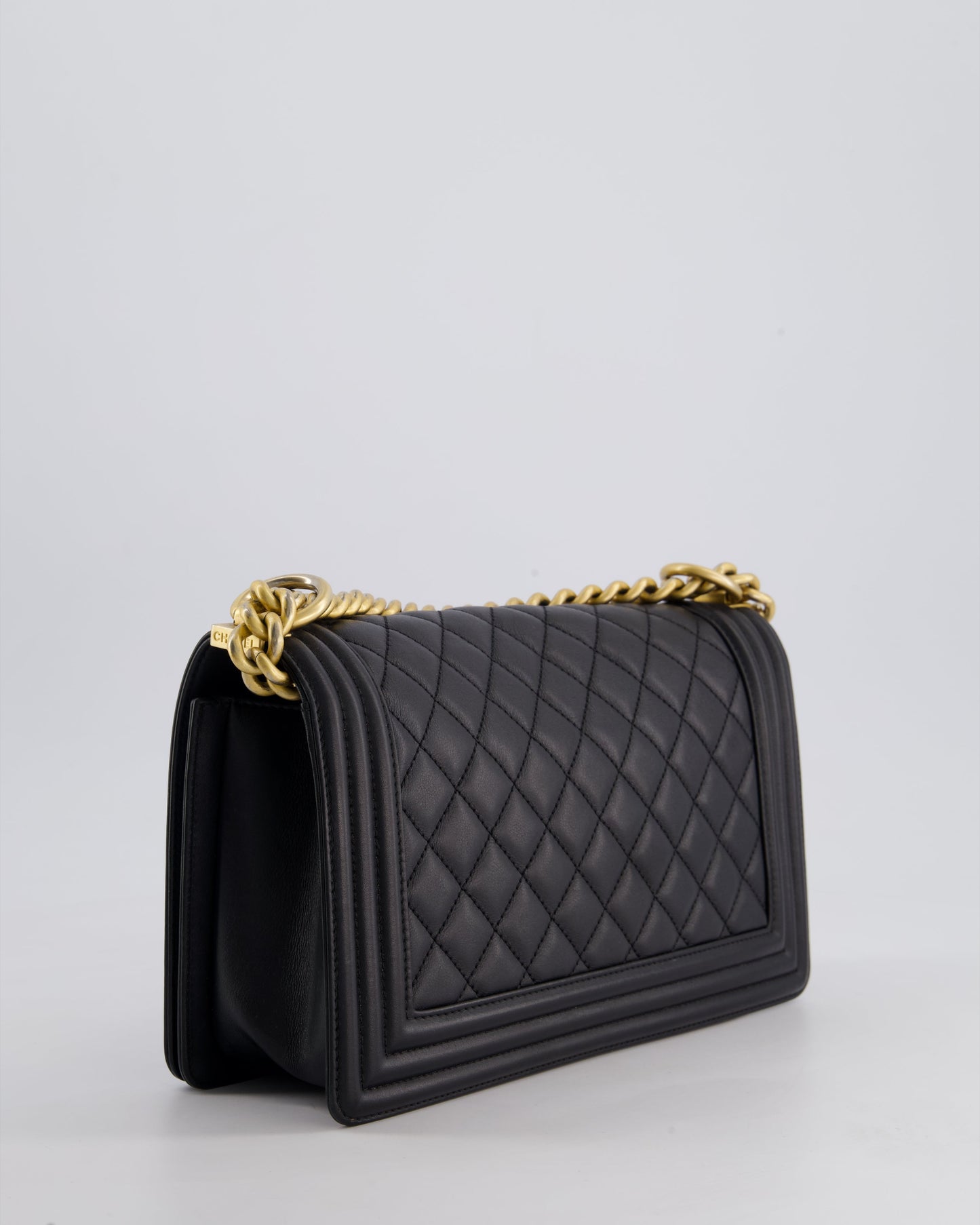 *FIRE PRICE* Chanel Black Medium Boy Bag in Lambskin Leather with Brushed Gold Hardware