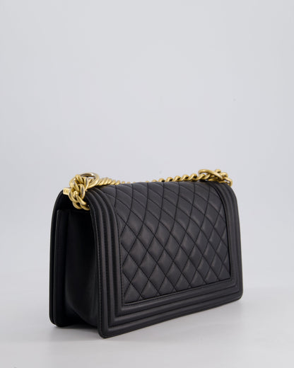 *FIRE PRICE* Chanel Black Medium Boy Bag in Lambskin Leather with Brushed Gold Hardware