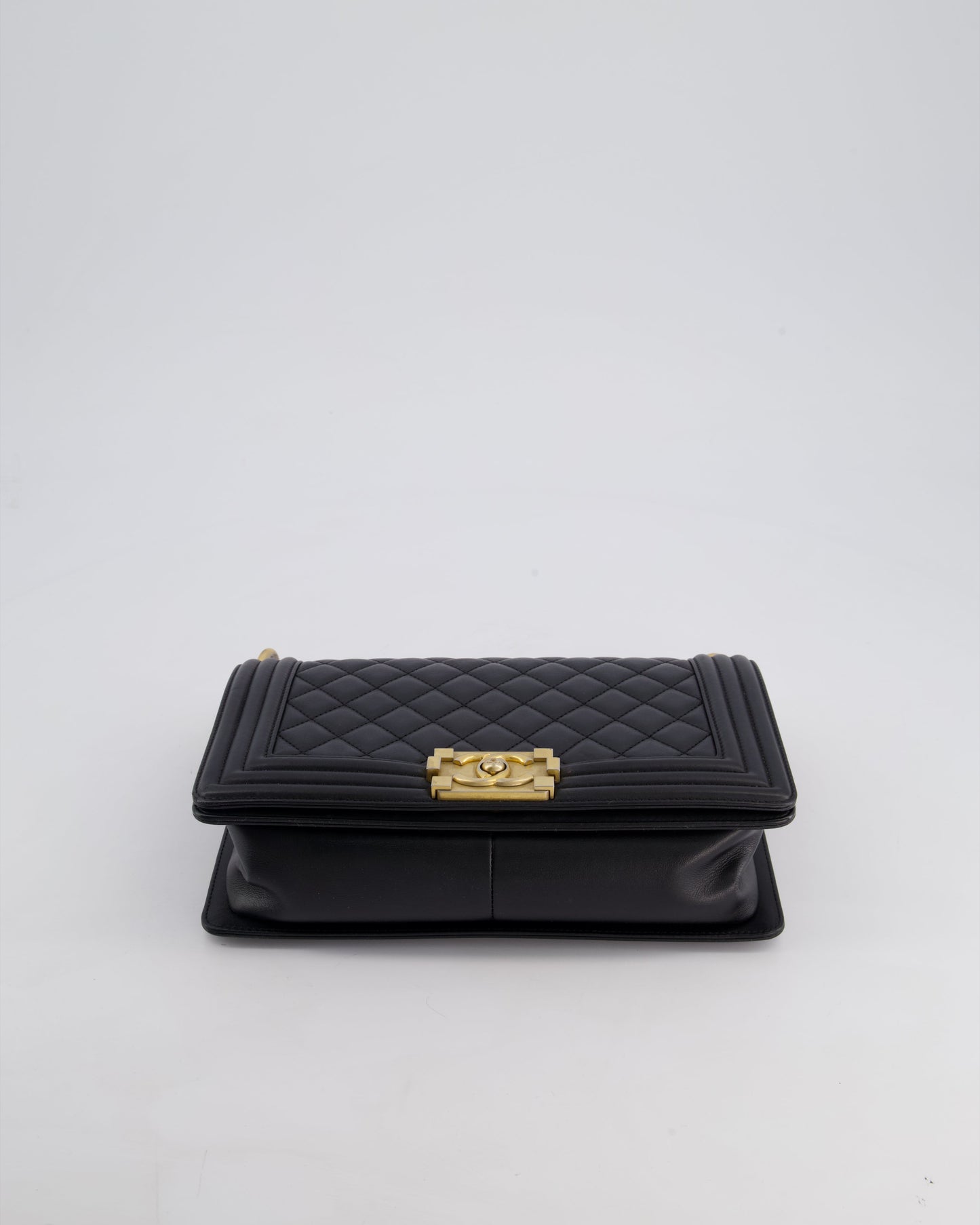 *FIRE PRICE* Chanel Black Medium Boy Bag in Lambskin Leather with Brushed Gold Hardware