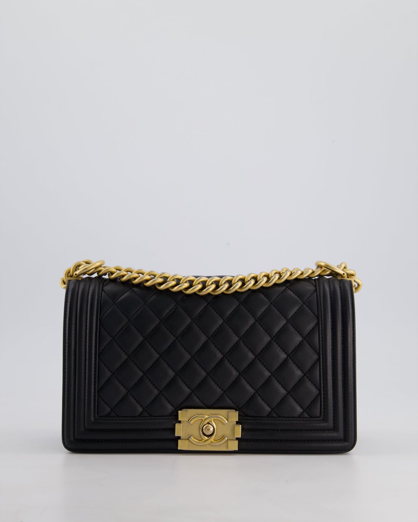 *FIRE PRICE* Chanel Black Medium Boy Bag in Lambskin Leather with Brushed Gold Hardware