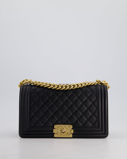 *FIRE PRICE* Chanel Black Medium Boy Bag in Lambskin Leather with Brushed Gold Hardware