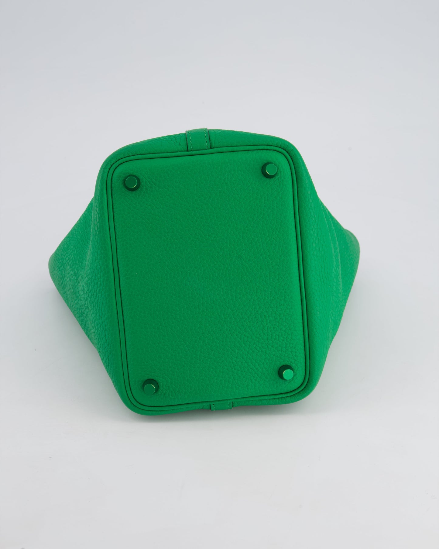 Hermès Picotin Lock 18cm in Bamboo Clemence Leather with Metallic Green Hardware