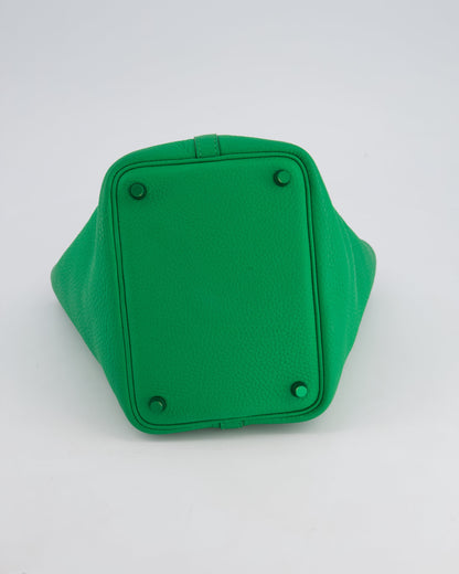 Hermès Picotin Lock 18cm in Bamboo Clemence Leather with Metallic Green Hardware