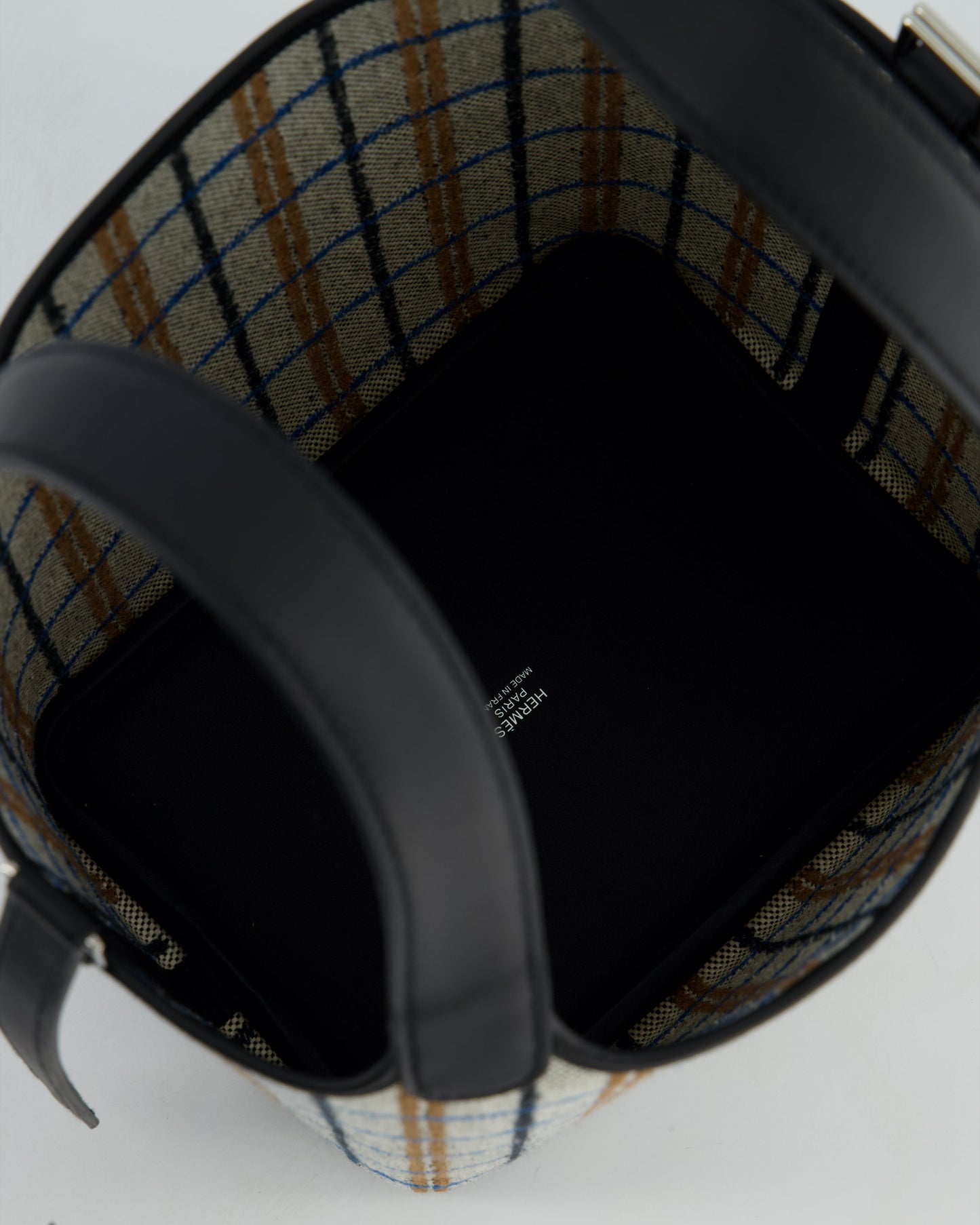 Hermes Picotin 18cm Broderie Couverture in Ecru, Noir, Fauve, Bleu Zanzibar Toile Canvas & Noir Swift Leather with Palladium Hardware