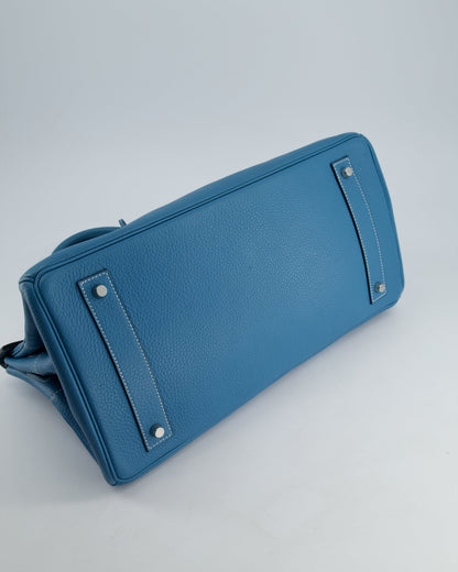 *COLLECTORS* Hermès Birkin JPG Bag in Bleu Jean Clemence Leather with Palladium Hardware