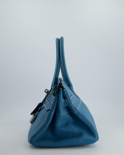 *COLLECTORS* Hermès Birkin JPG Bag in Bleu Jean Clemence Leather with Palladium Hardware