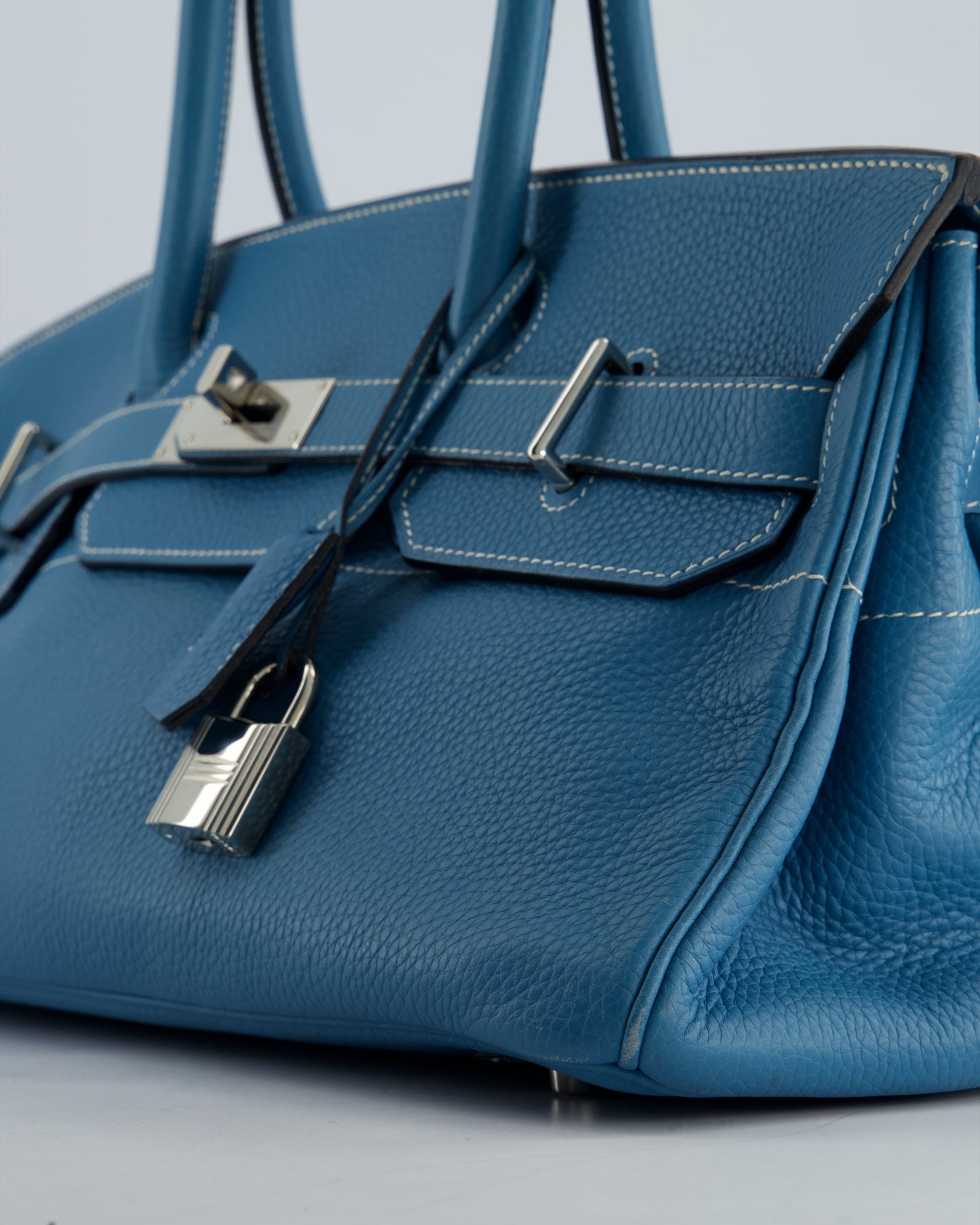 *COLLECTORS* Hermès Birkin JPG Bag in Bleu Jean Clemence Leather with Palladium Hardware