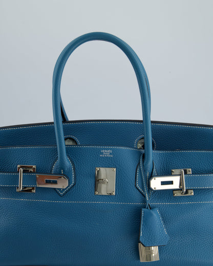 *COLLECTORS* Hermès Birkin JPG Bag in Bleu Jean Clemence Leather with Palladium Hardware