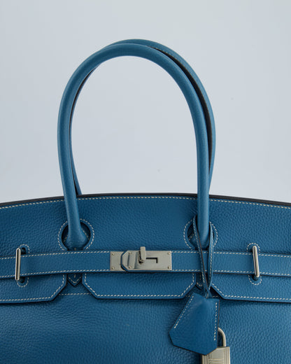 *COLLECTORS* Hermès Birkin JPG Bag in Bleu Jean Clemence Leather with Palladium Hardware