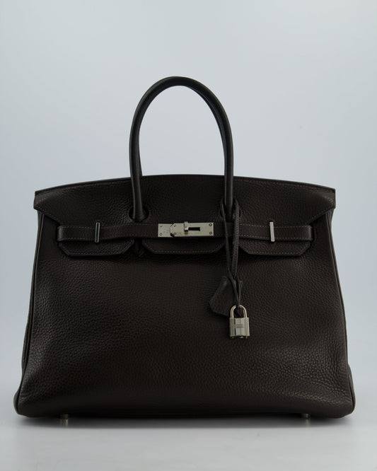 Hermès Birkin 35cm Bag in Chocolat Clemence Leather with Palladium Hardware