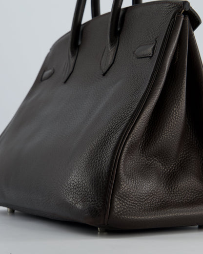 Hermès Birkin 35cm Bag in Chocolat Clemence Leather with Palladium Hardware