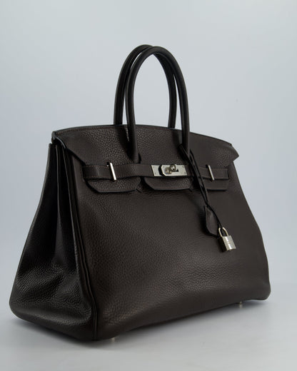 Hermès Birkin 35cm Bag in Chocolat Clemence Leather with Palladium Hardware