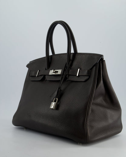 Hermès Birkin 35cm Bag in Chocolat Clemence Leather with Palladium Hardware