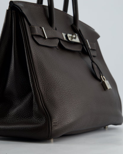 Hermès Birkin 35cm Bag in Chocolat Clemence Leather with Palladium Hardware