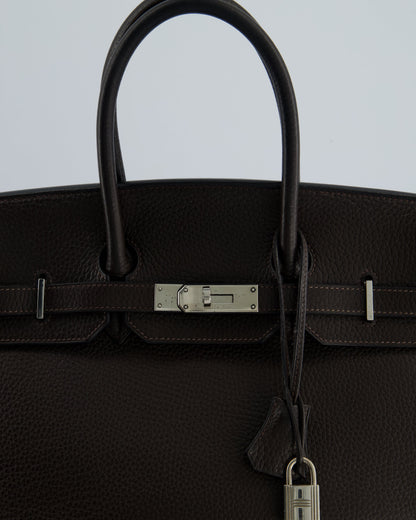 Hermès Birkin 35cm Bag in Chocolat Clemence Leather with Palladium Hardware