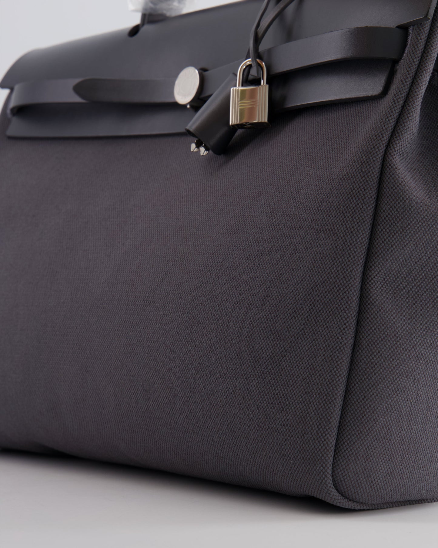 Hermès Herbag 39 Messanger in Ardoise Toile Canvas and Vache Hunter Leather with Palladium Hardware