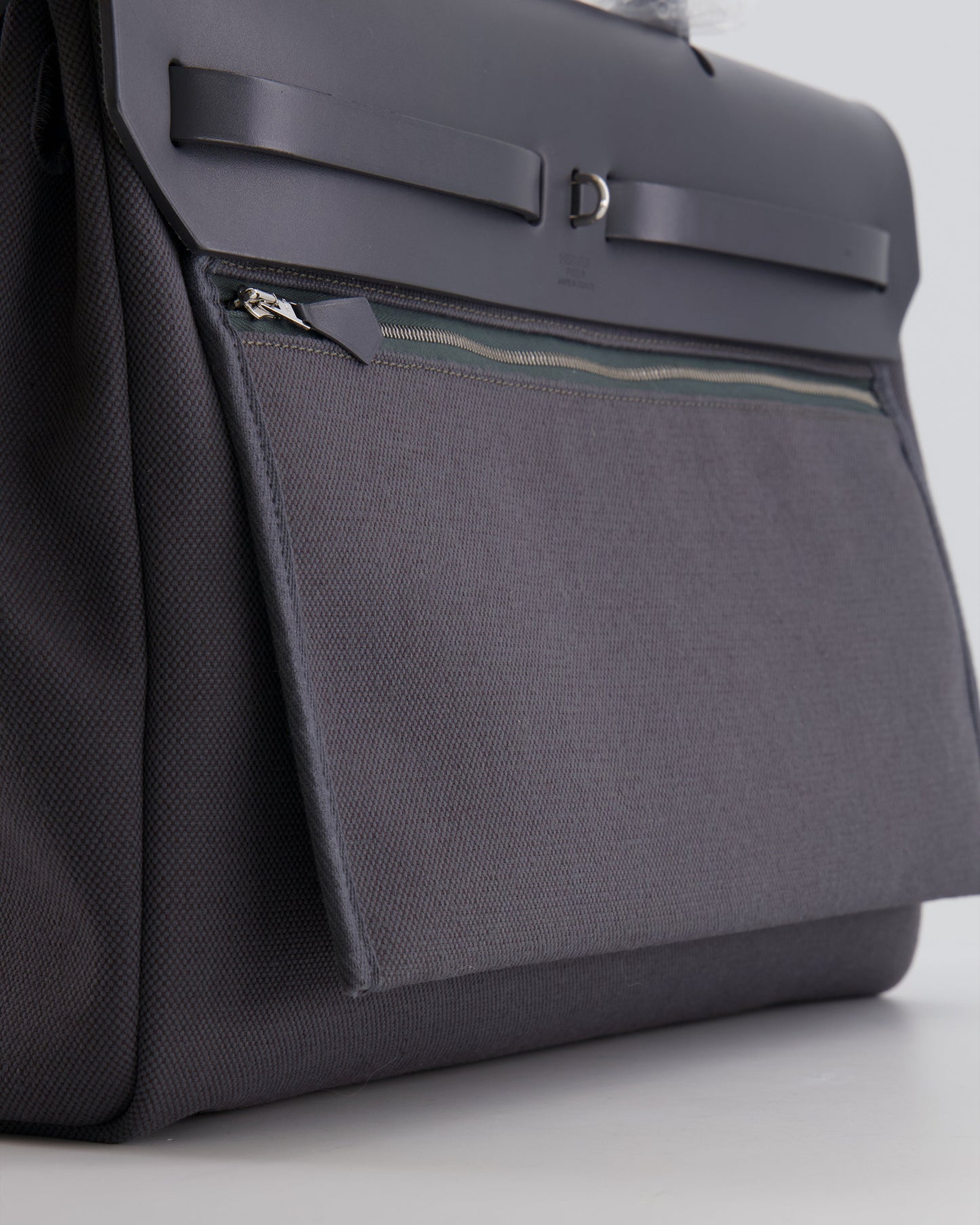 Hermès Herbag 39 Messanger in Ardoise Toile Canvas and Vache Hunter Leather with Palladium Hardware